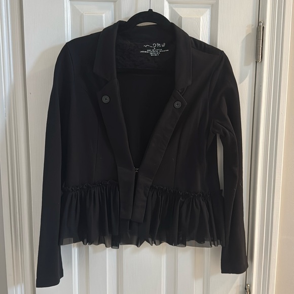 RXB Black Unique Victorian Jacket w/ Mesh Ruffles - Picture 1 of 9